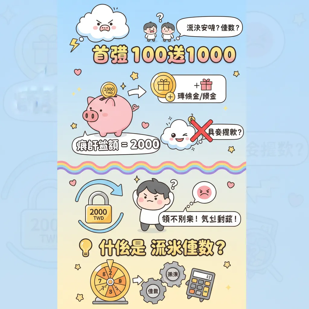 首儲1000送1000，流水要求與倍數怎麼算？